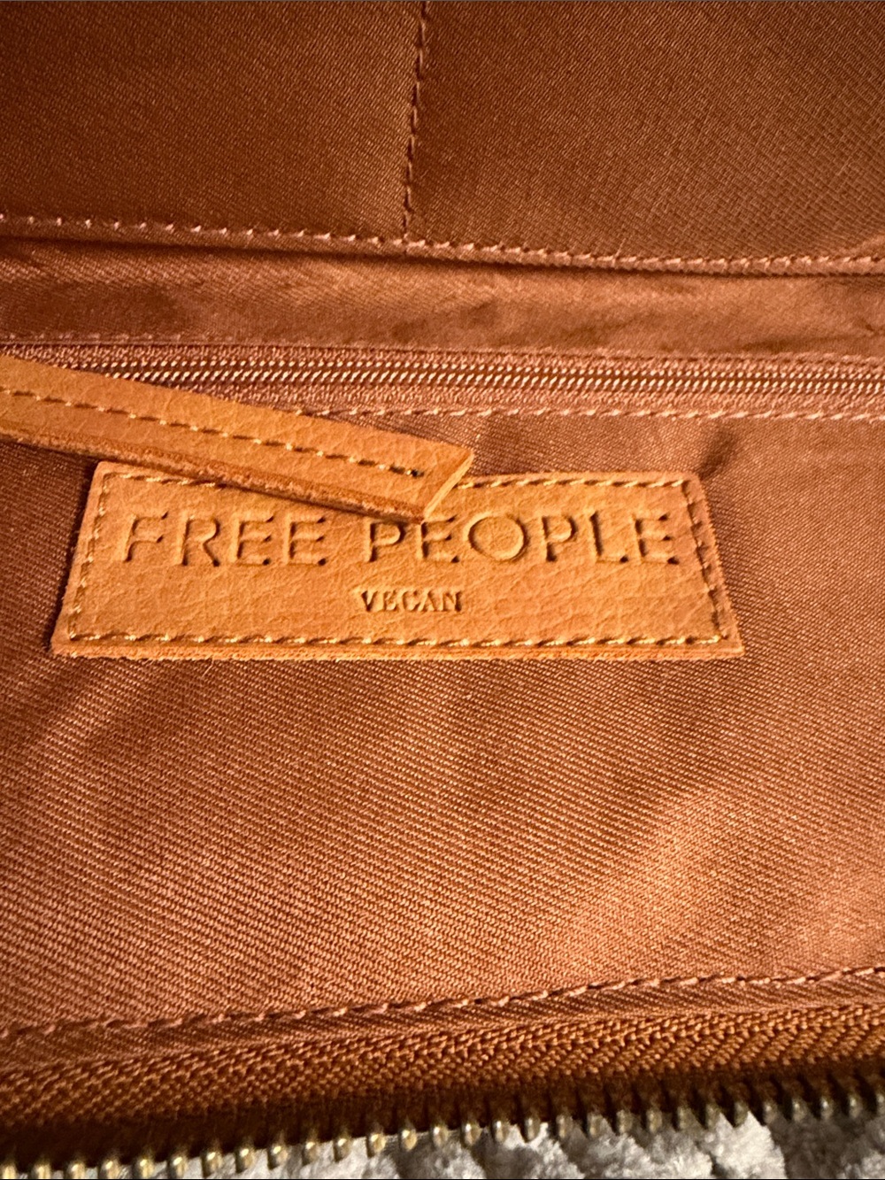Free People Tan Leather Zip Wallet wristlet - Picture 5 of 5